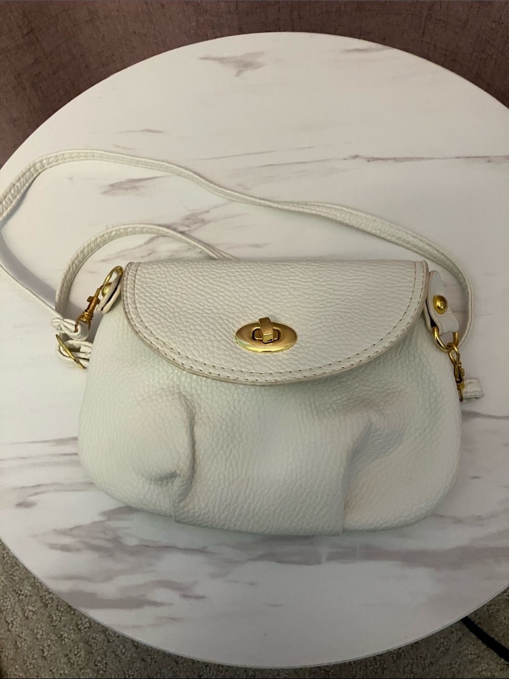 White Pebble  Crossbody mini Bag